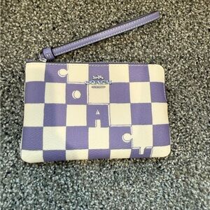 Coach Lavender and Cream Checkered Wristlet